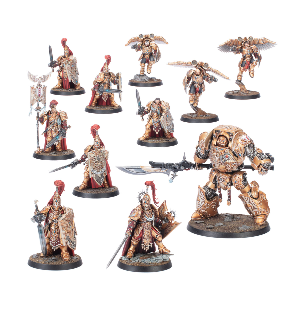 Combat Patrol Adeptus Custodes 2026, eleven painted miniatures