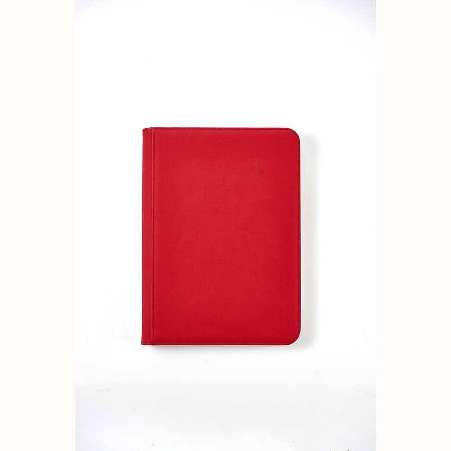 Red Arcane Fortress solid-color 9-pocket zippered binder