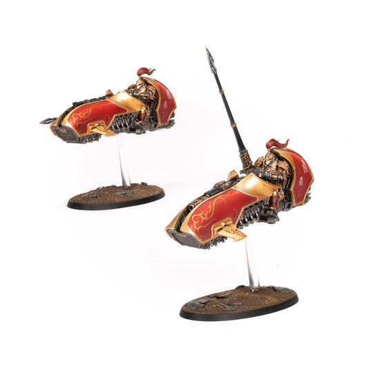 Custodes Gyrfalcon Jetbike Sodality, two painted jetbikes