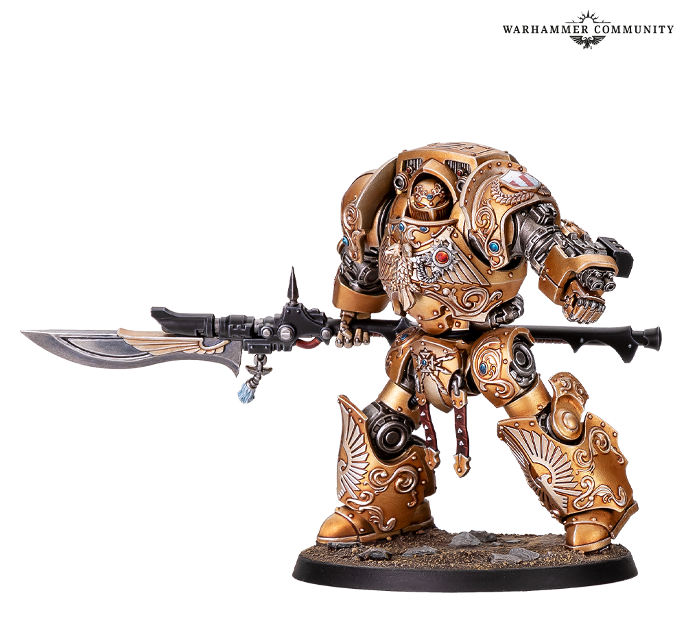 Custodes Custodian Dreadnought built as Contemptor-Achillus, painted example