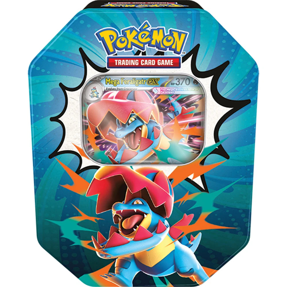 Pokémon TCG: Mega Evolution—Ascended Heroes Tin — Mega Feraligatr ex — product front