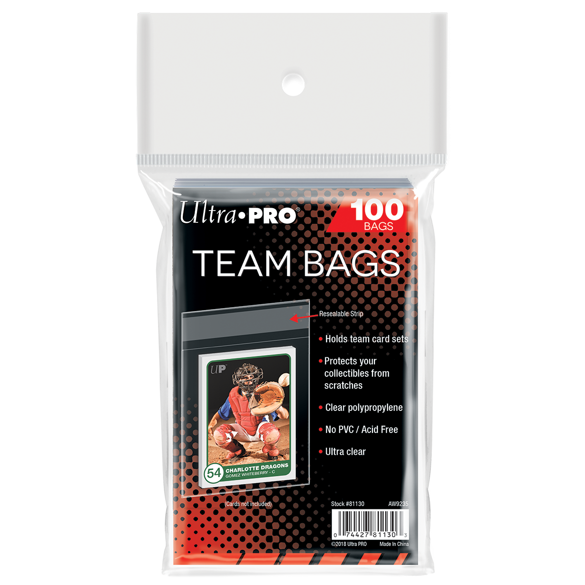 Ultra PRO Resealable Team Bags (100 Count) — 100-count retail package