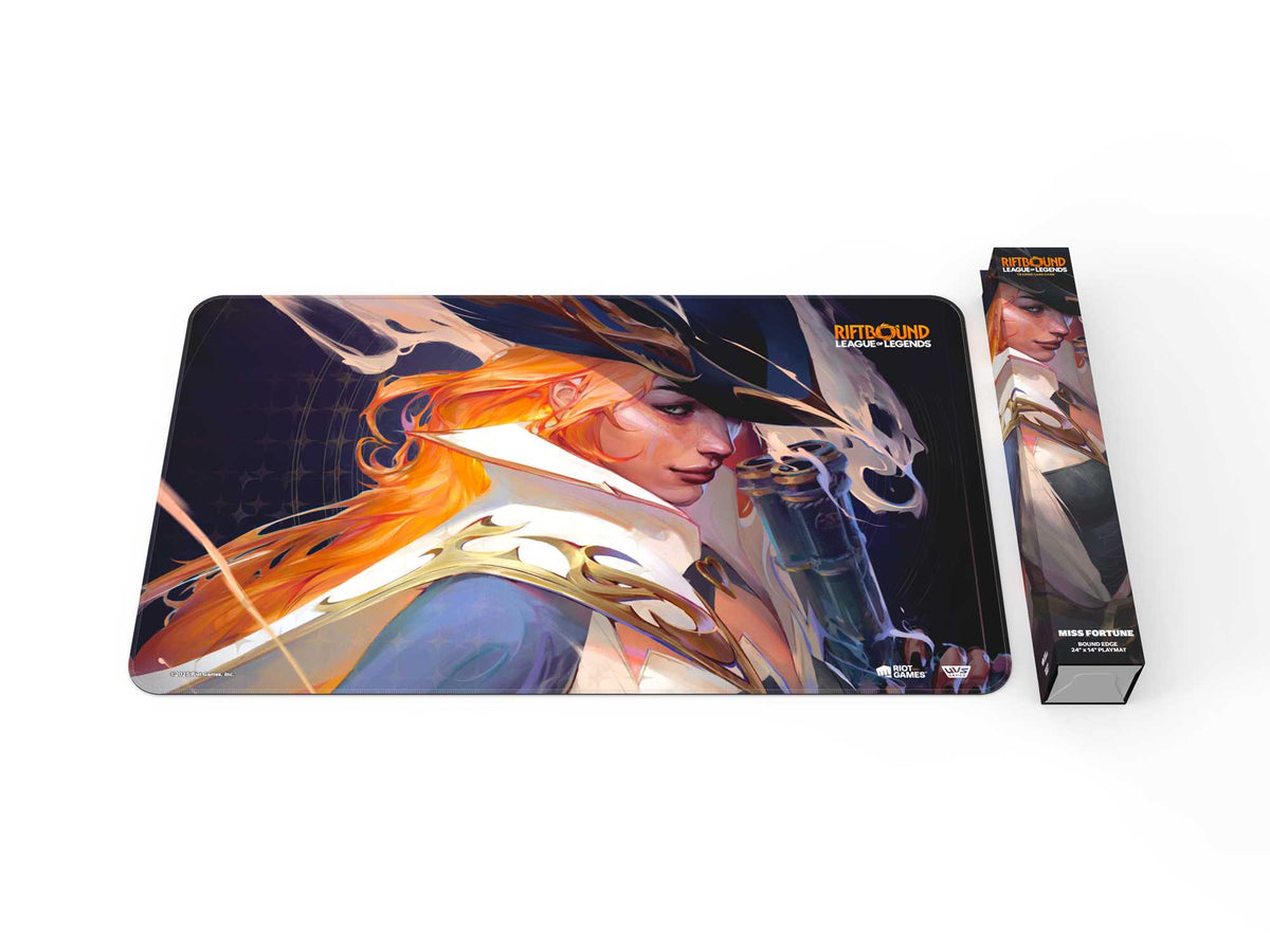 Riftbound: Origins Champion Playmat (24 × 14 Inches) — Miss Fortune — playmat with retail storage box