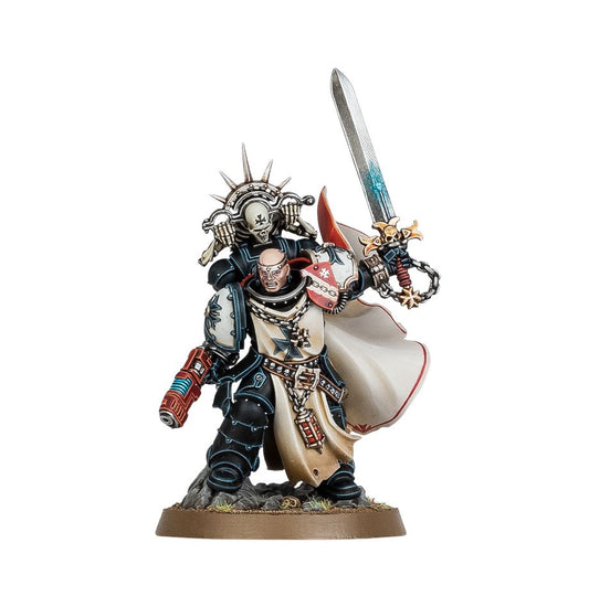 Black Templars Marshal miniature kit by Games Workshop; painted model shown for illustration