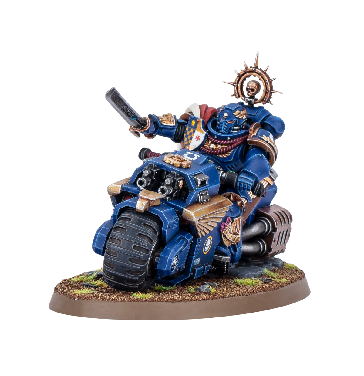 Captain on Bike miniature kit by Games Workshop; painted model shown for illustration